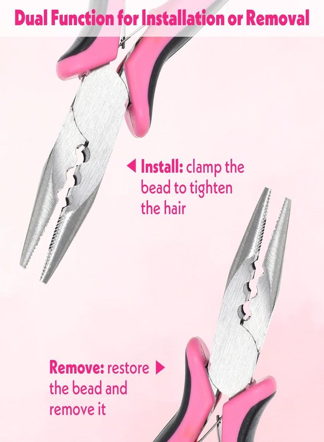 BOHUIZ Micro Links Hair Extension Pliers, 3 Holes Mini Plier Extension Tool Nano Beads for Hair Extensions for Micro and Nano Ring Hairstyle Extensions Opener and Removal Tool (Pink) - Image 4